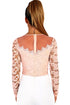 Sexy Apricot Glam Crochet Mesh Bodysuit